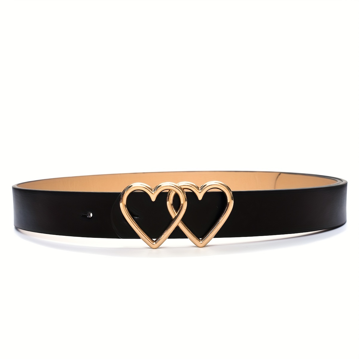 Double Heart Buckle Belt Classic PU Leather Waistband Jeans Pants Belts